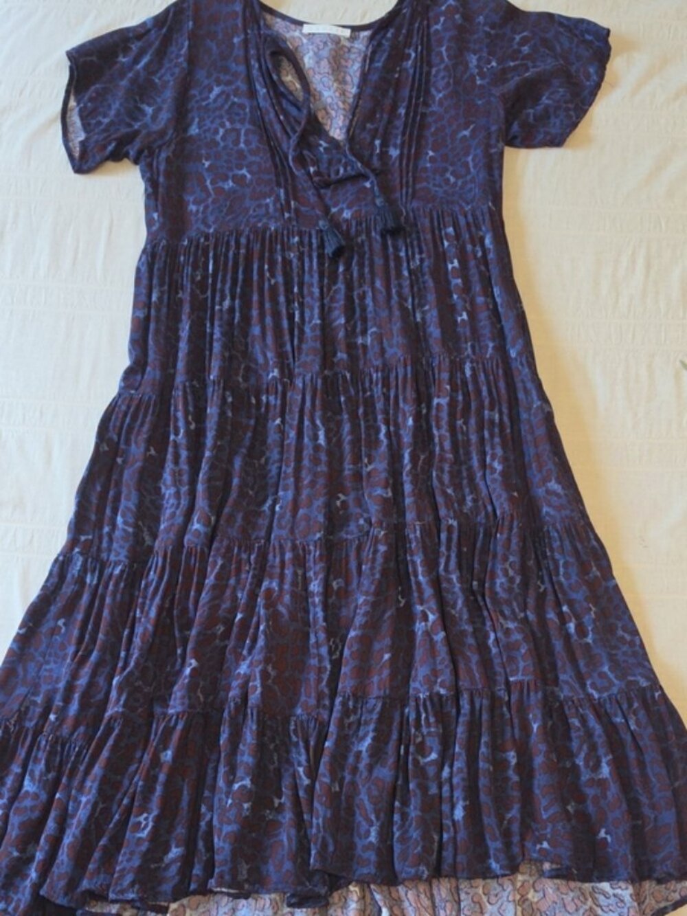 Karlie Bold Animal Print Tiered Midi Dress Size Small ? (See Measurements)